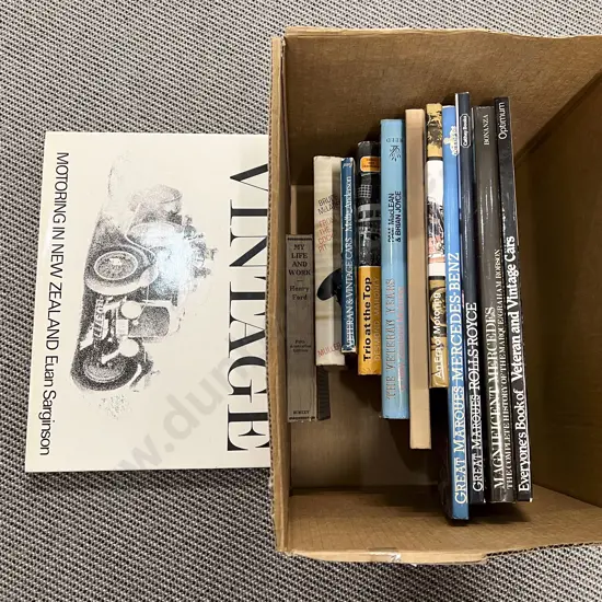 Box of Books on Motor Cars Bruce McLaren etc