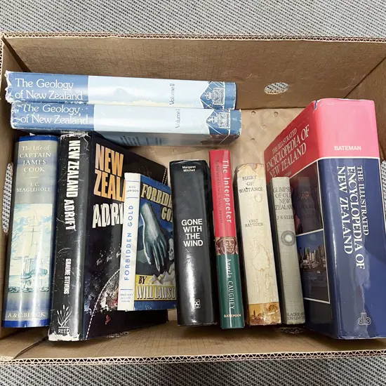 Box of Books incl Geology of New Zealand etc