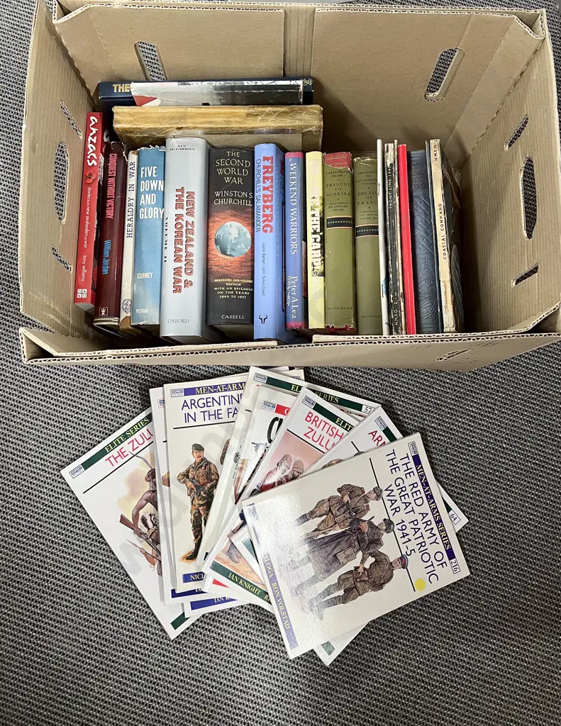 Box of War Books incl ANZACs Freyberg etc Image 1++