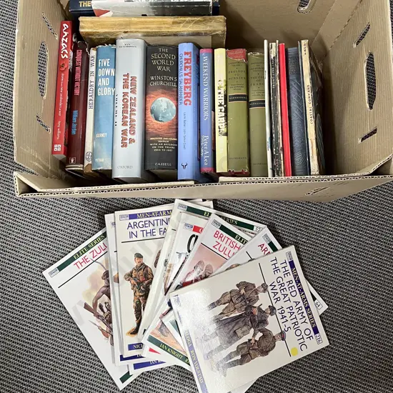 Box of War Books incl ANZACs Freyberg etc