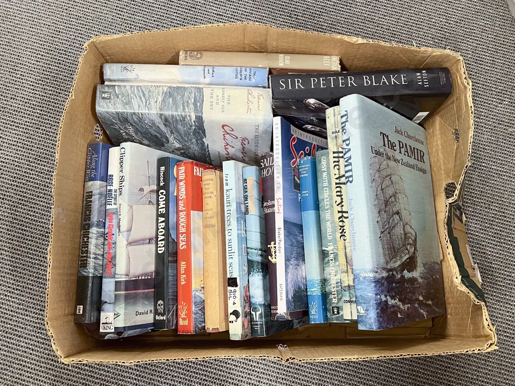 Box of Books on Circumnavigation Sailing etc Image 1++