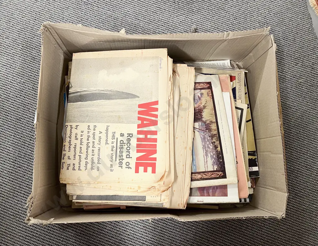 Box of Vintage Newspapers & Magazines Image 1++