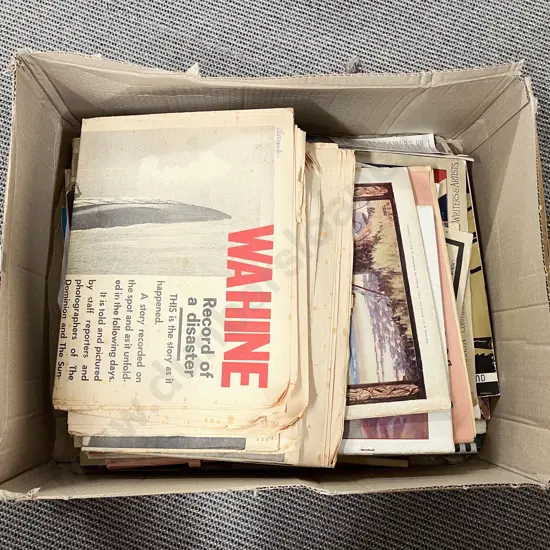 Box of Vintage Newspapers & Magazines