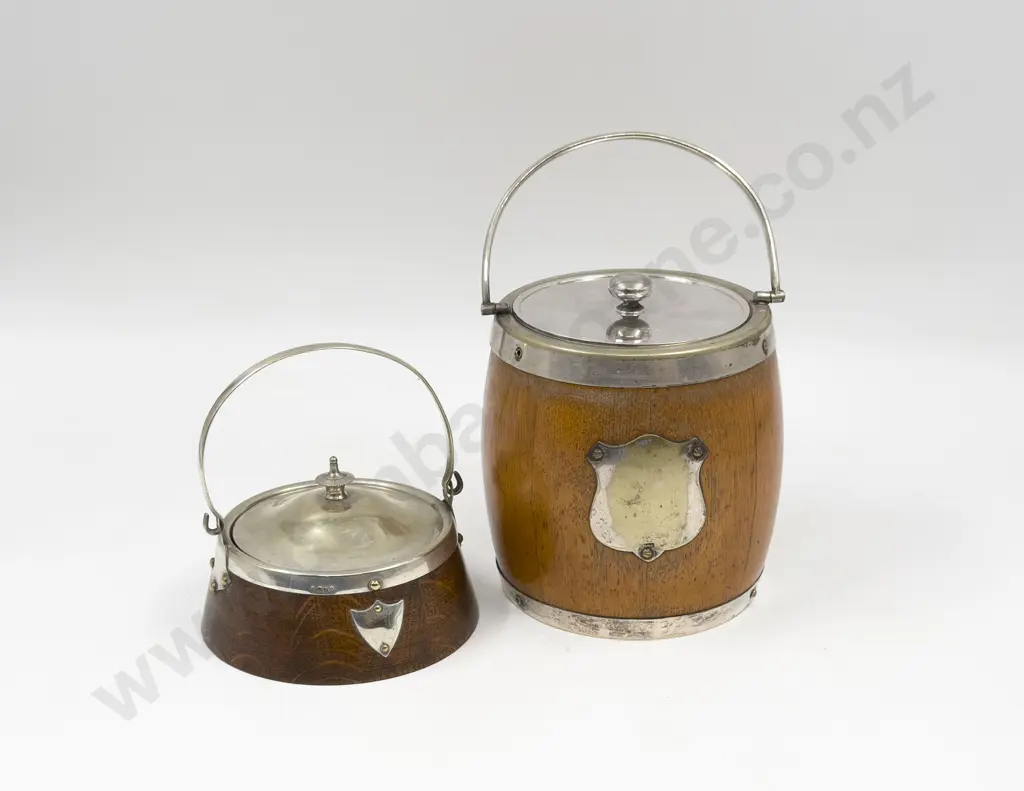 Oak Biscuit Barrel with Ceramic Liner & Smaller Example Image 1++