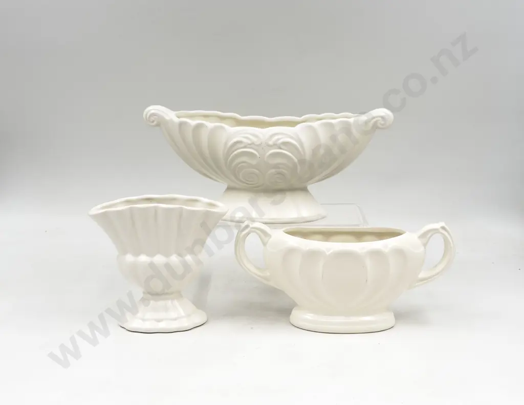 Three Assorted White Glazed Vases Image 1++