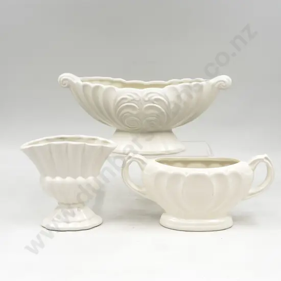 Three Assorted White Glazed Vases