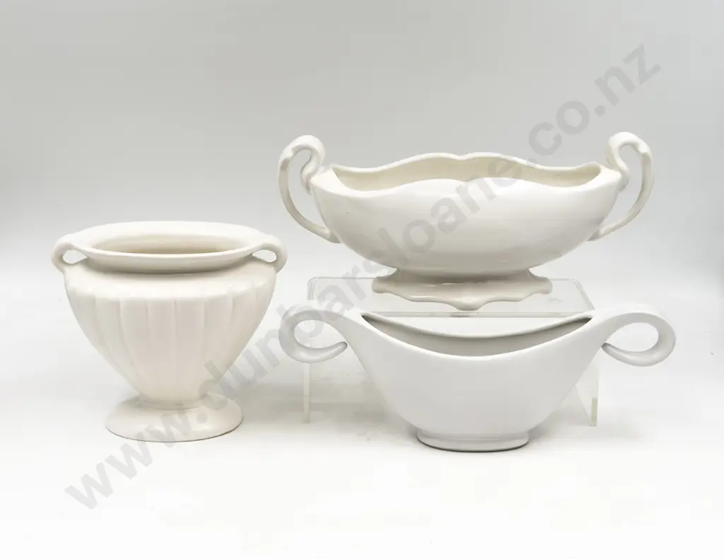 Three Assorted White Glazed Vases Image 1++