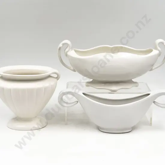 Three Assorted White Glazed Vases