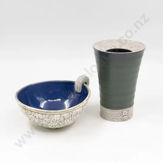 Royce McGlashen Pottery Bowl together Peter Shearer Vase