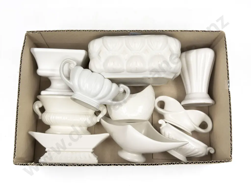 Qty of Assorted White Glazed Vases etc Image 1++