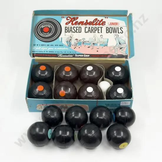 Boxed Set of Carpet Bowls together Associated Extras
