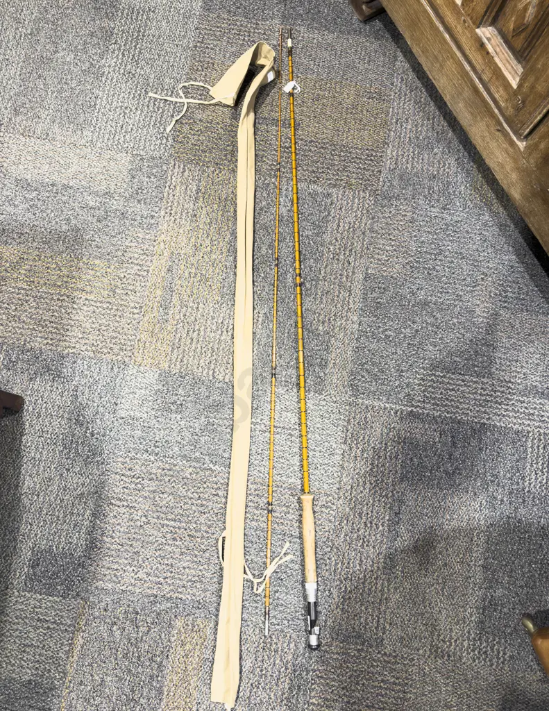 Vintage Split Cane Fishing Rod in Original Canvas Bag Image 1++