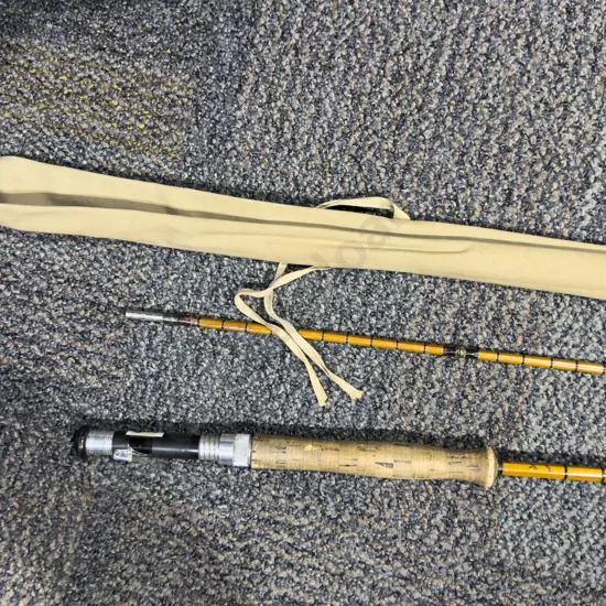 Vintage Split Cane Fishing Rod in Original Canvas Bag