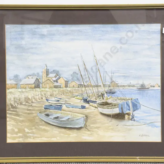 A. Bethell - Harbour Scene - Watercolour