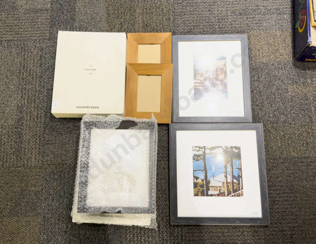 Box Qty of Assorted 'As New' Photo Frames together with Two NZ Prints Image 1++
