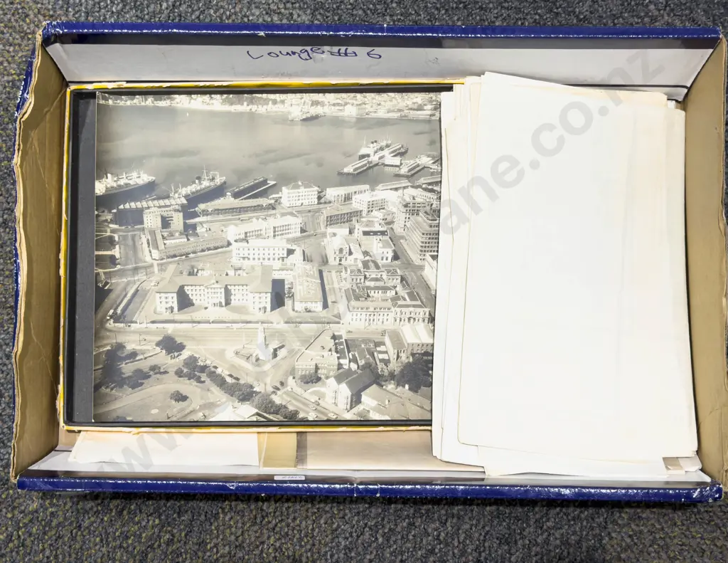 Box Qty of Assorted Loose Maps & Vintage Aerial Photograph of Wellington Image 1++
