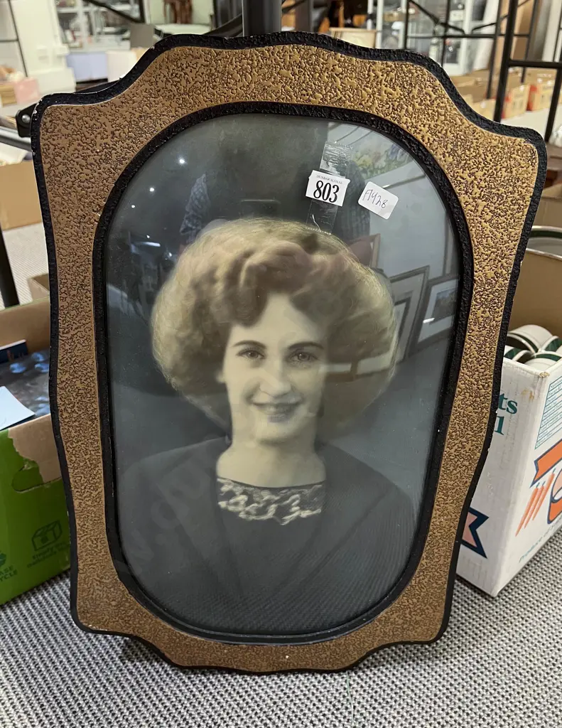 Vintage Coloured Photograph in Decorative Frame with Convex Glass Image 1++