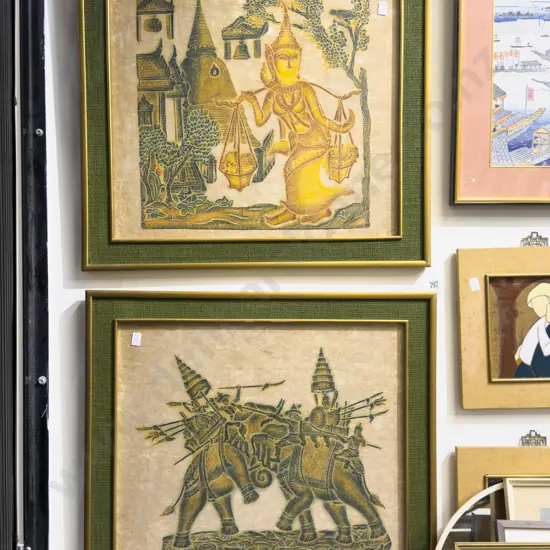 Pair of Thai Brass Rubbings