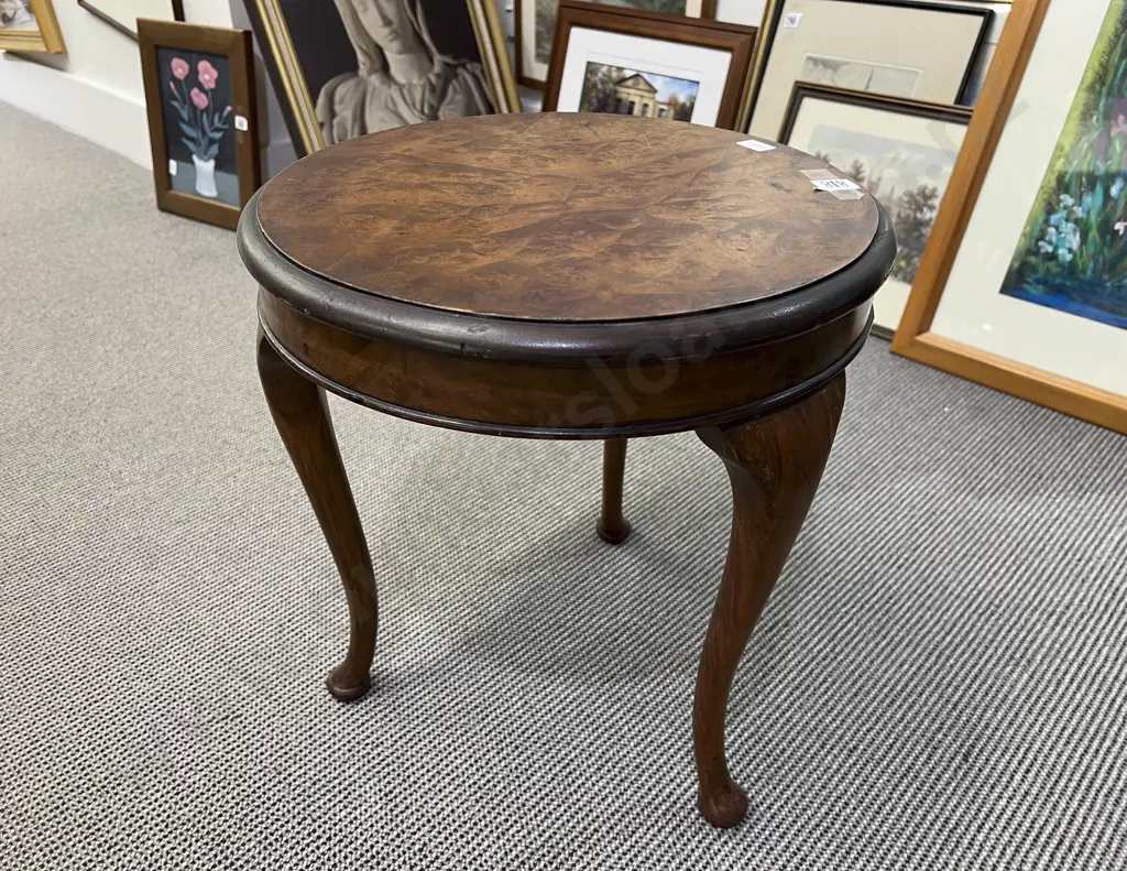 S & H Jewell Made Burr Walnut Circular Occasional Table Image 1++