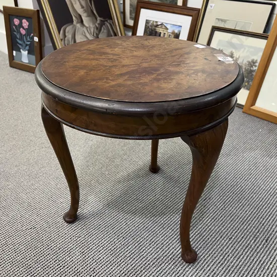 S & H Jewell Made Burr Walnut Circular Occasional Table