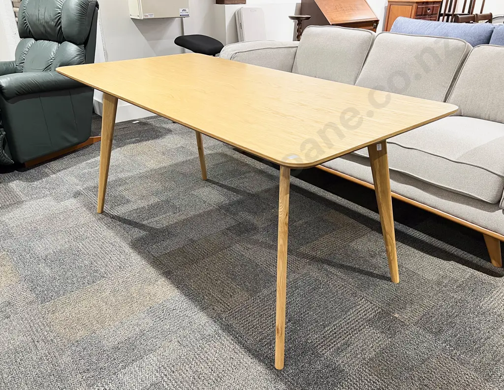 Modern Scandinavian Style Oak Dining Table together with Six Plywood Dining Chairs Image 1++