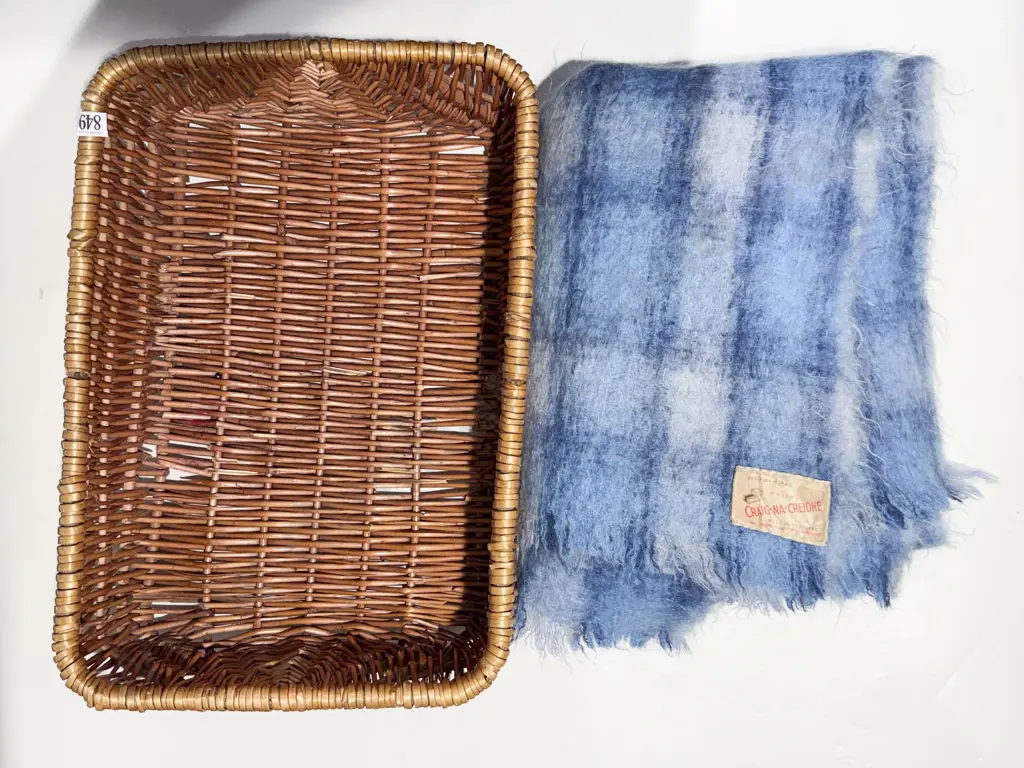Mohair Blanket & Wicker Basket Image 1++