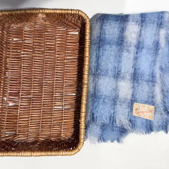 Mohair Blanket & Wicker Basket