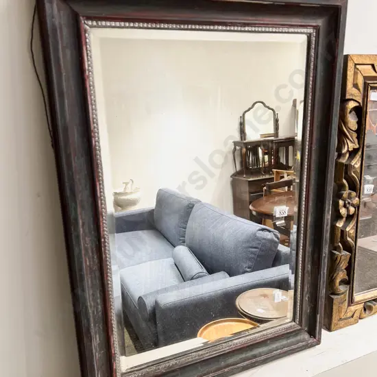 Rectangular Bevel Edged Wall Mirror in Distressed Frame