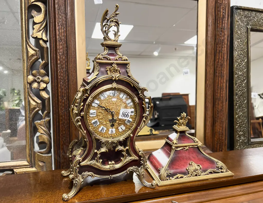 French Style Reproduction Mantel Clock with Wall Mounting Stand Image 1++