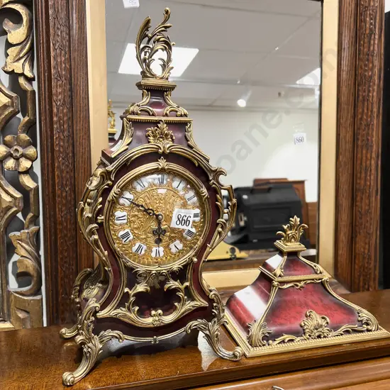 French Style Reproduction Mantel Clock with Wall Mounting Stand