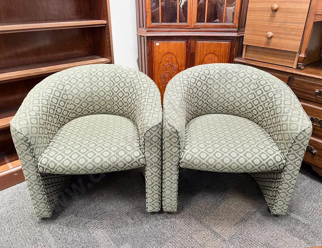 Pair of Upholstered Modern Tub Chairs Image 1++