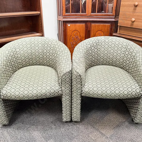 Pair of Upholstered Modern Tub Chairs