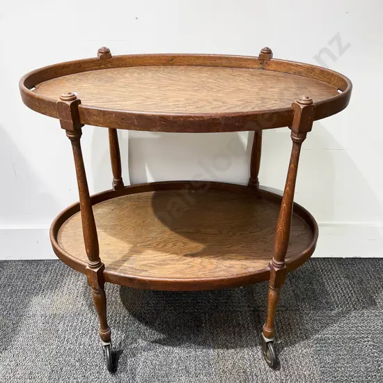 Oak Oval Two Tier Tea Trolley