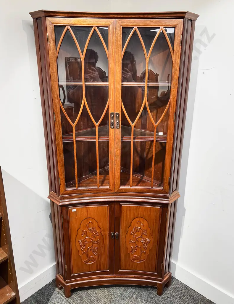 Mahogany Glazed Two Stage Corner Cabinet Image 1++