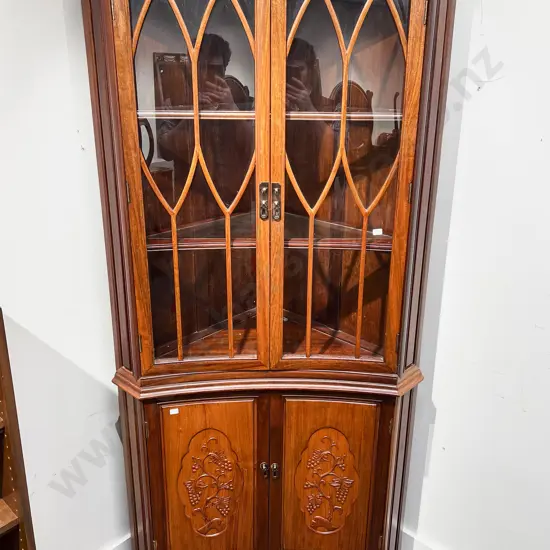 Mahogany Glazed Two Stage Corner Cabinet