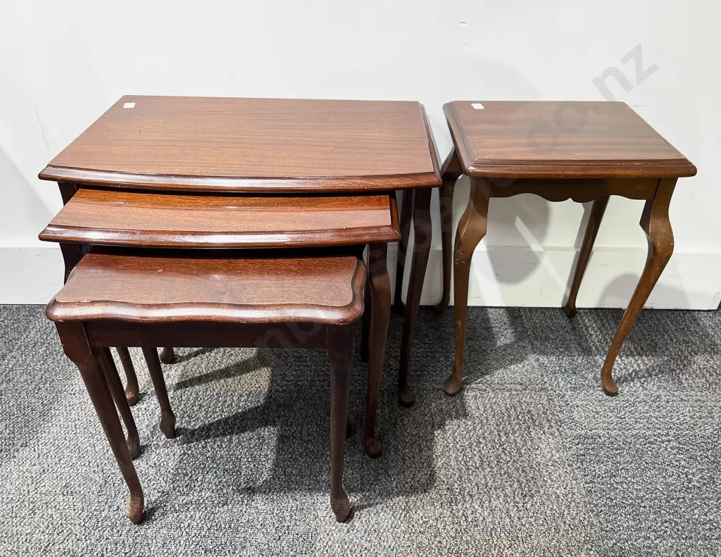 Mahogany Nest of Three Tables with Other Occasional Table Image 1++