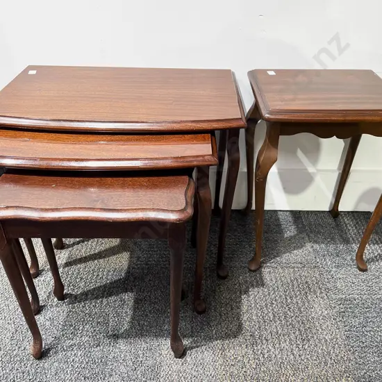 Mahogany Nest of Three Tables with Other Occasional Table