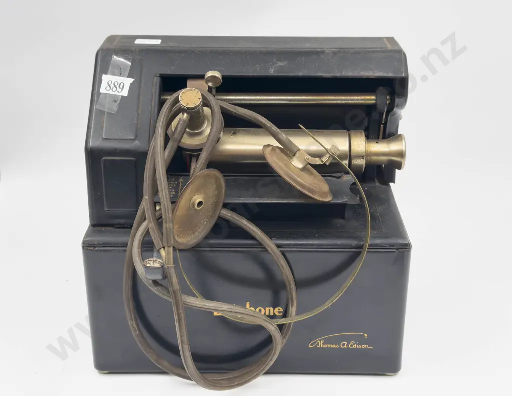 Vintage Thomas Edison Ediphone together with Assorted of Edison Rolls Image 1++