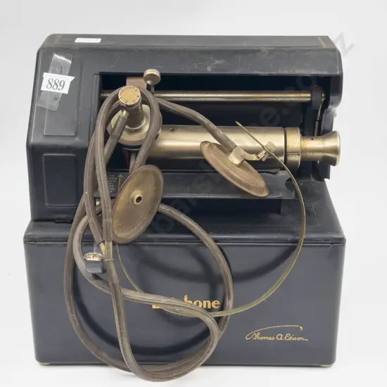 Vintage Thomas Edison Ediphone together with Assorted of Edison Rolls