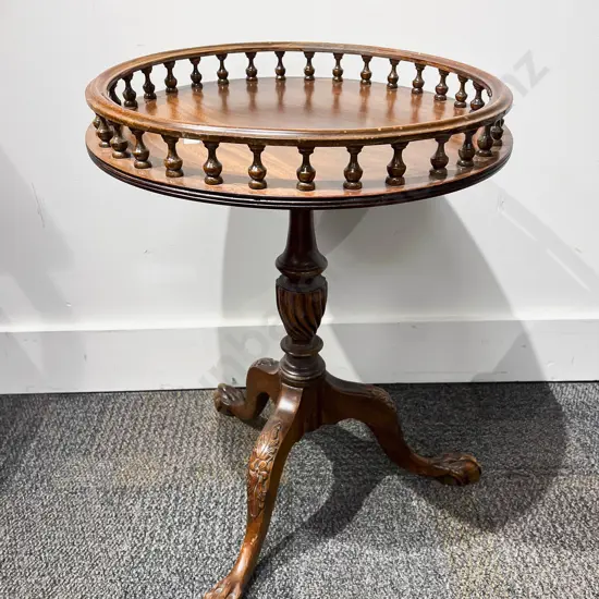 Tripod Base Wine Table with Finial Gallery Top