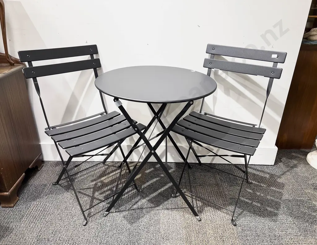 Folding Outdoor Table & Two Matching Chairs Image 1++