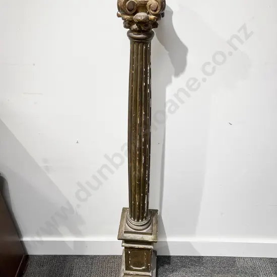 Gilt Painted Column Form Plant Stand