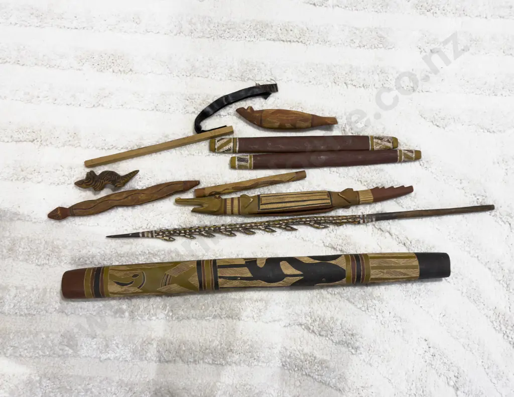 Qty of Assorted Australian Aboriginal Items incl Didgeridoo & Throwing Stick etc Image 1++