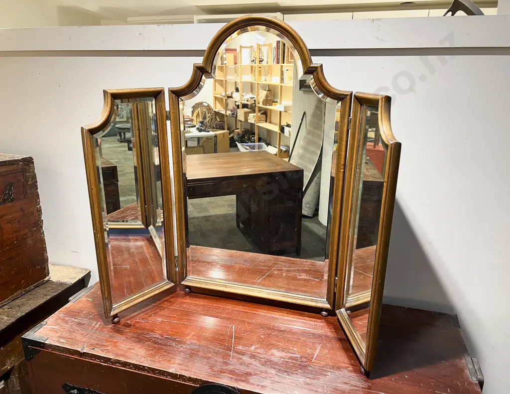 Bevel Edged Triptych Dressing Mirror Image 1++