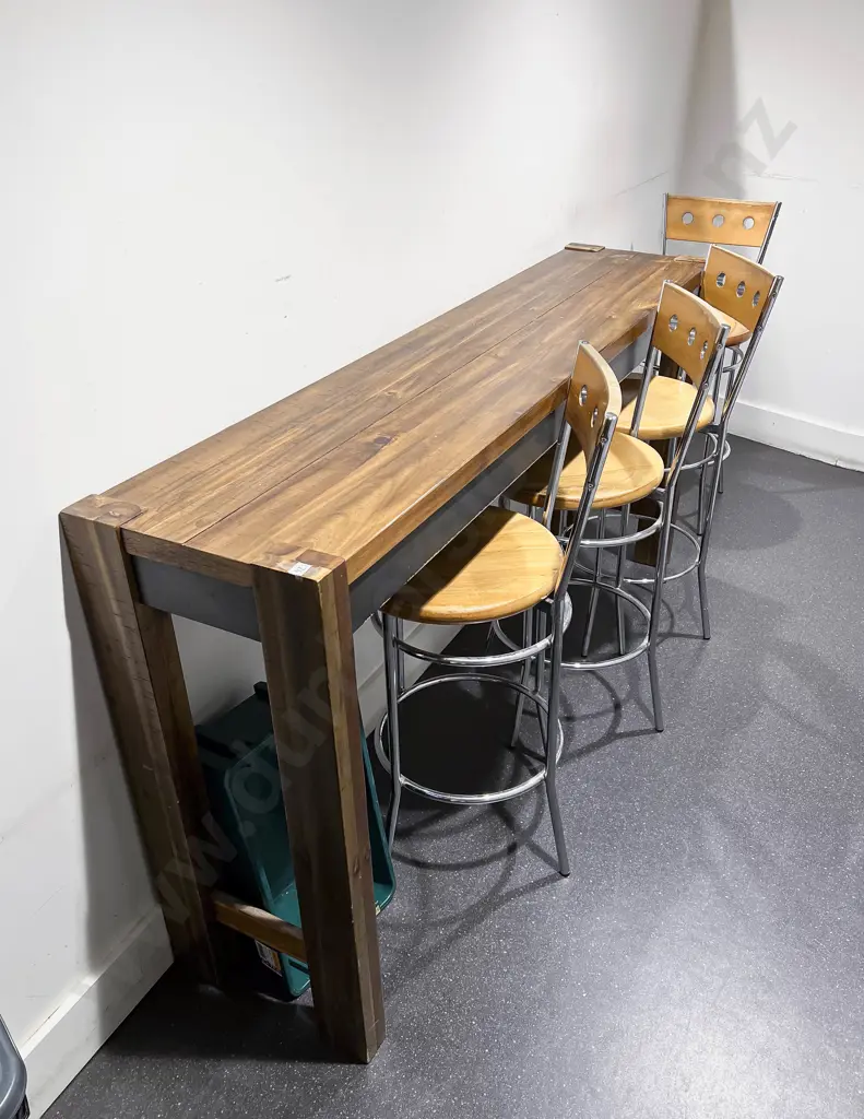 Modern Slender Bar Table & Four Barstools Image 1++