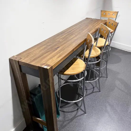 Modern Slender Bar Table & Four Barstools