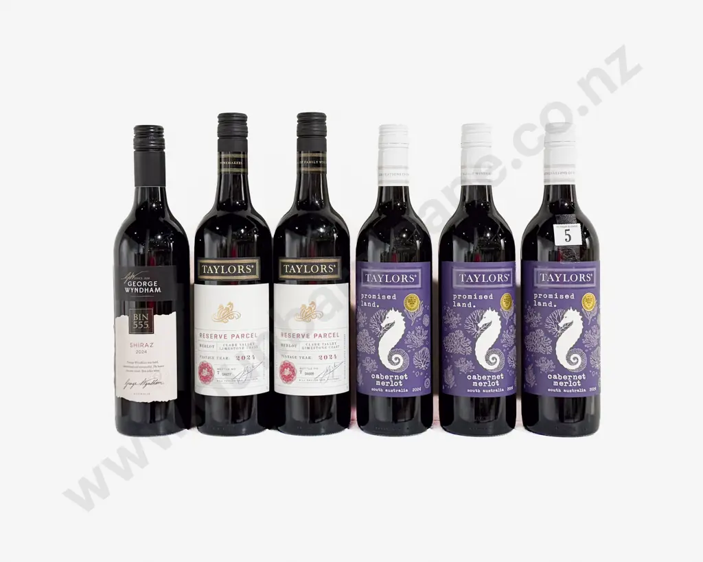 Five Australian Assorted Merlot & One Australian Shiraz Image 1++