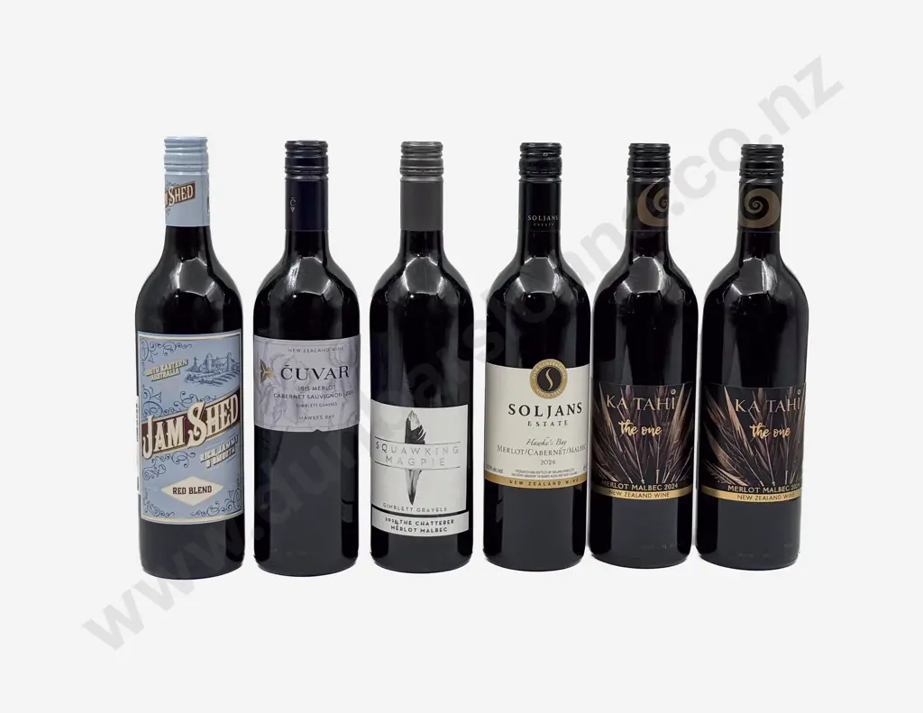 Five NZ Blended Merlots & One Australian Red Image 1++