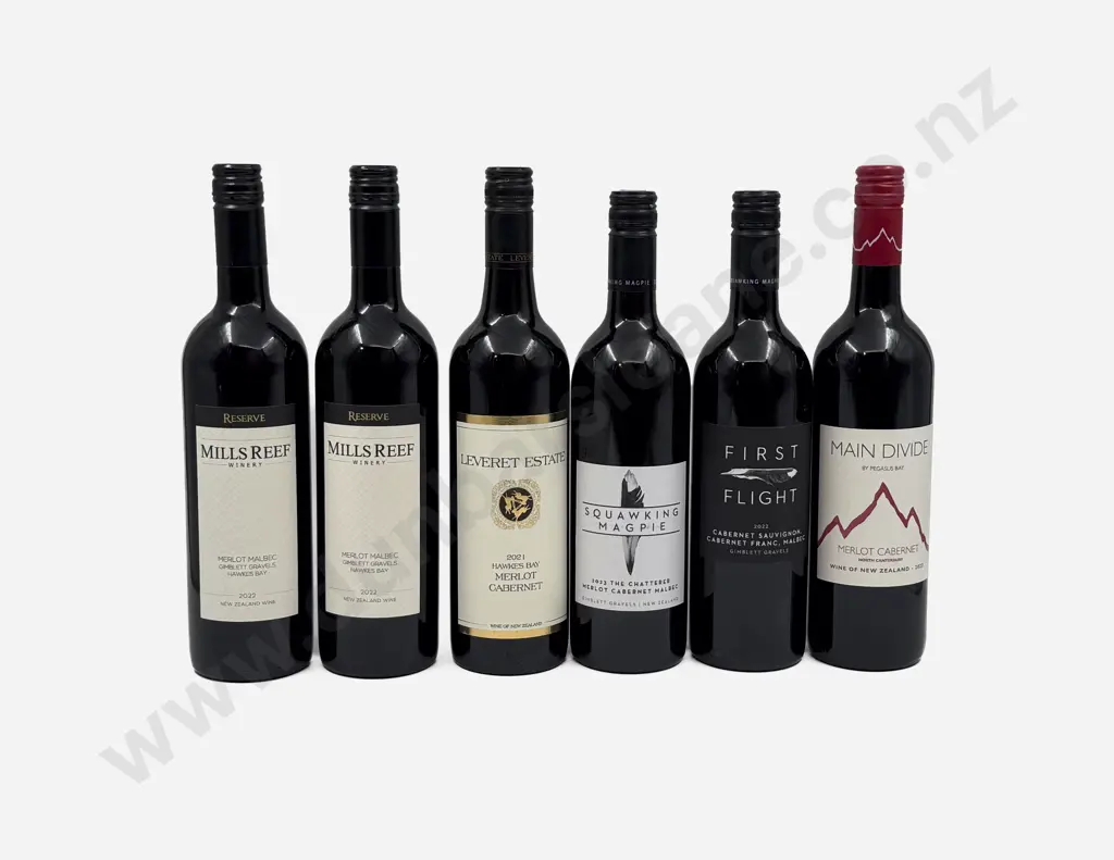 Five NZ Blended Merlots & One NZ Blended Cab. Sauvignon Image 1++