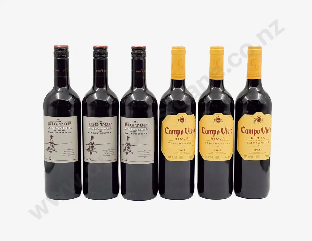 Three Californian Zinfandel & Three Spanish Tempranillo Image 1++